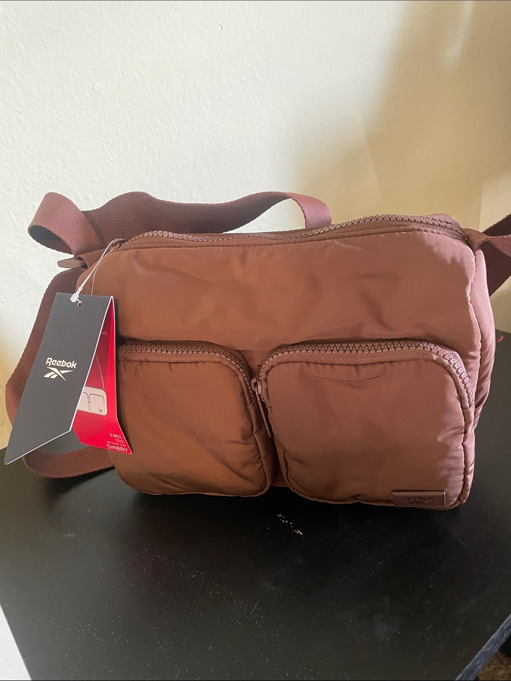 Reebok Brown Men's Messenger Crossbody Bag with Dual Front Pockets